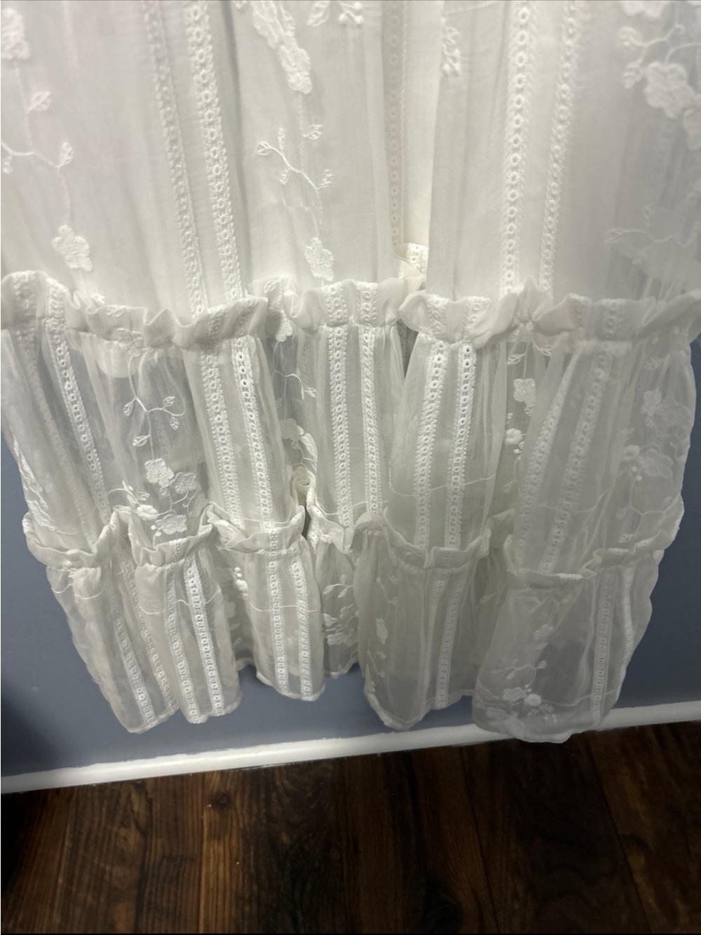 Aeom White Smocked Bodice Floral Embroidered Maxi Dress (NEW) - Picture 3 of 10